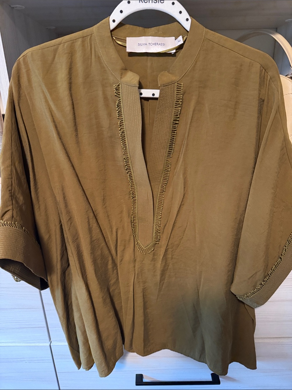 Silvia Tcherassi Olive Tunic with Fringe Trim